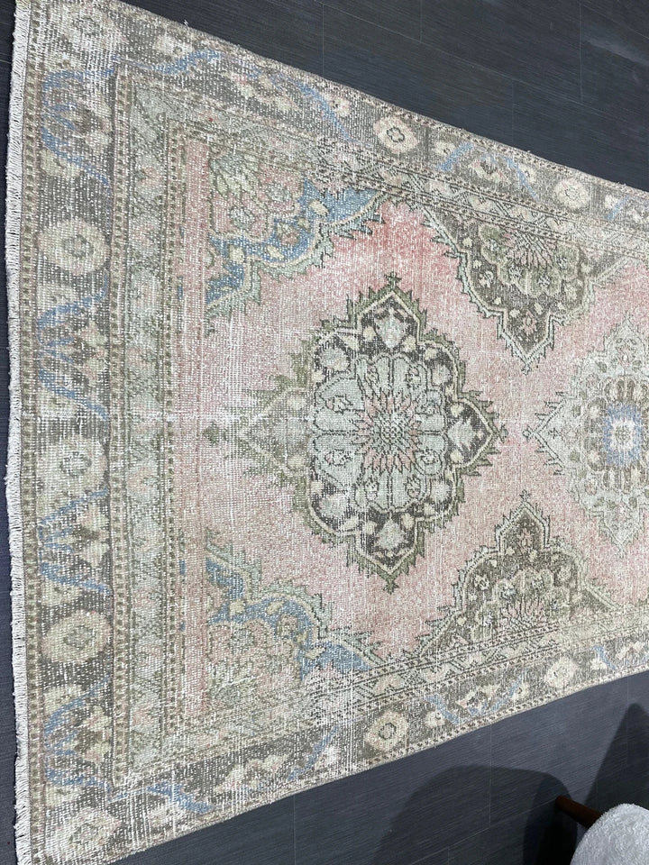 Pink Turkish Runner Rug 4' 3" x 9' 2" Hand-Knotted | No. WR62190