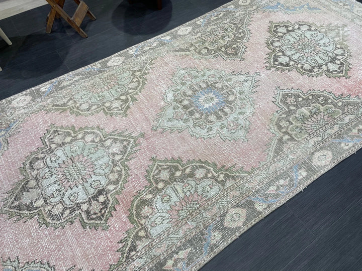 Pink Turkish Runner Rug 4' 3" x 9' 2" Hand-Knotted | No. WR62190