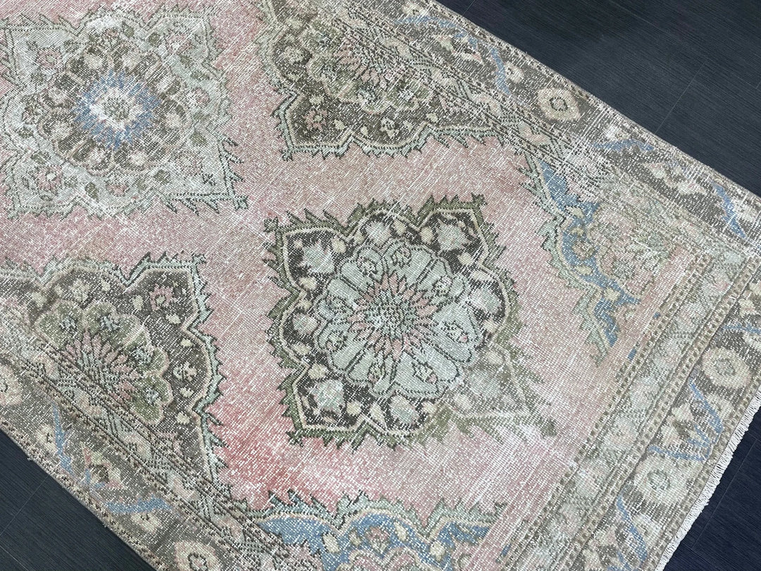 Pink Turkish Runner Rug 4' 3" x 9' 2" Hand-Knotted | No. WR62190