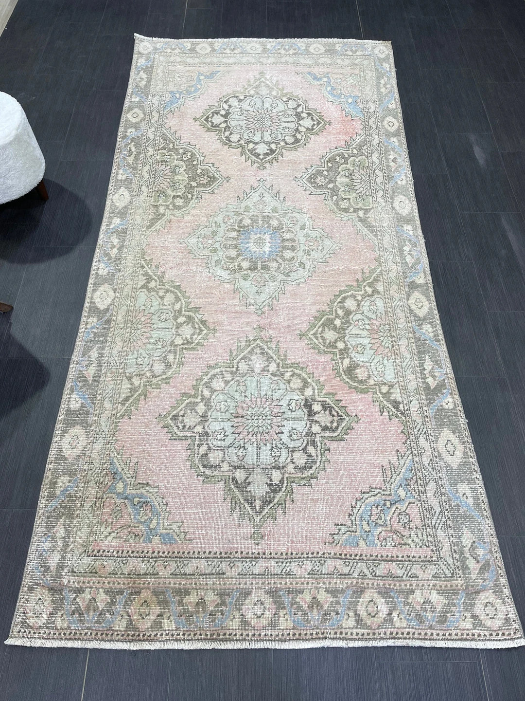 Pink Turkish Runner Rug 4' 3" x 9' 2" Hand-Knotted | No. WR62190