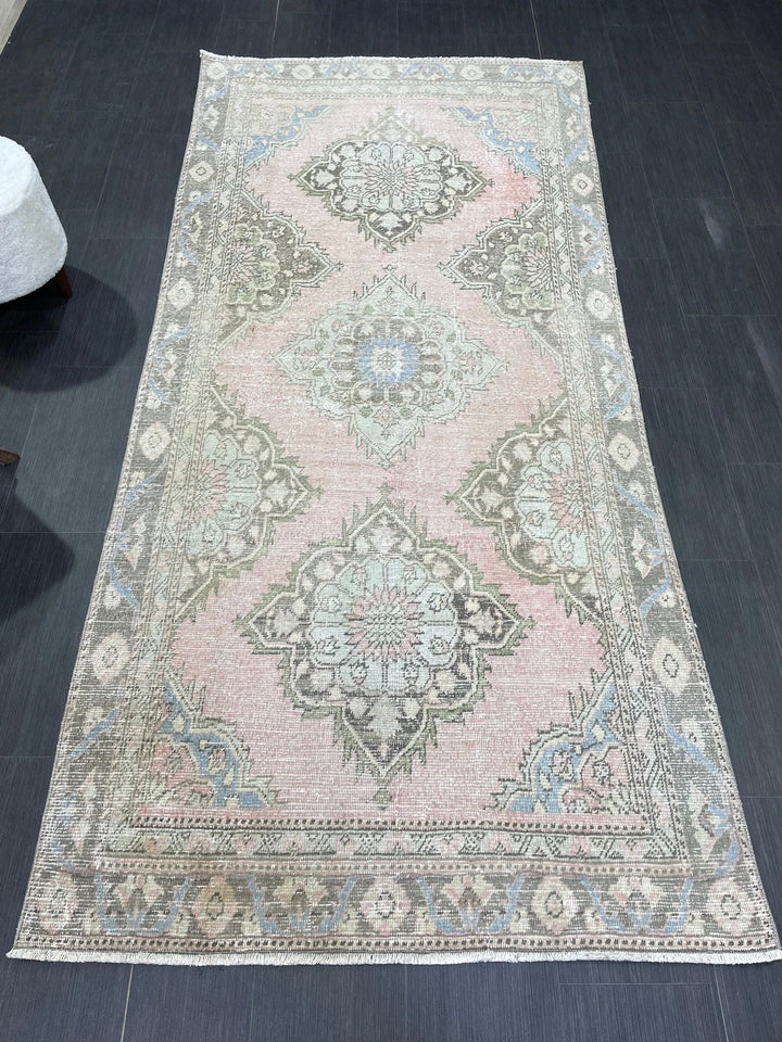 Pink Turkish Runner Rug 4' 3" x 9' 2" Hand-Knotted | No. WR62190