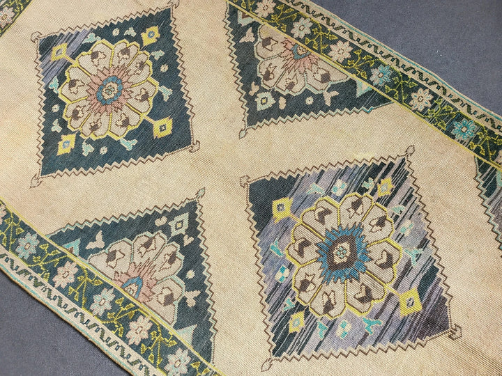 Navy Turkish Runner Rug 4' 2" x 10' 3" Hand-Knotted | No. WR62330
