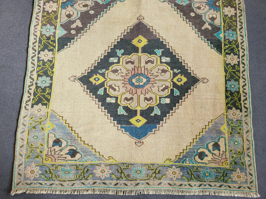 Navy Turkish Runner Rug 4' 2" x 10' 3" Hand-Knotted | No. WR62330
