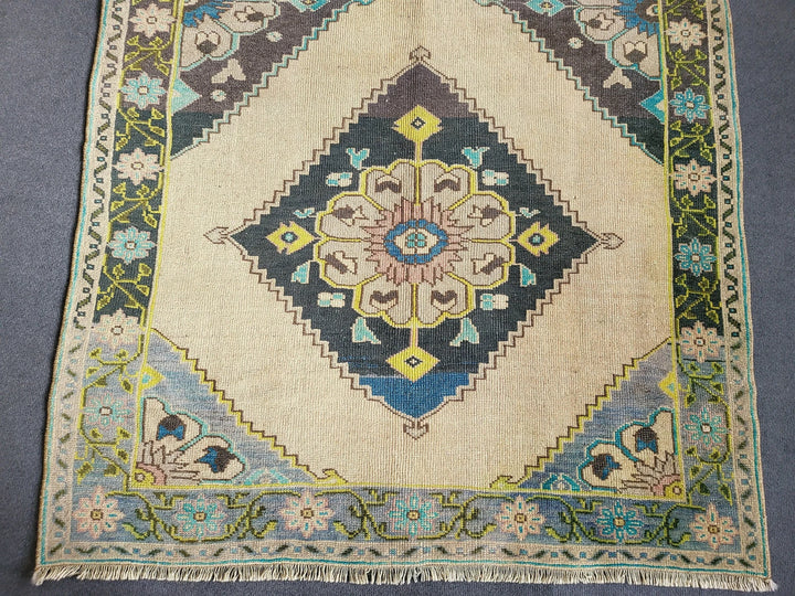 Navy Turkish Runner Rug 4' 2" x 10' 3" Hand-Knotted | No. WR62330