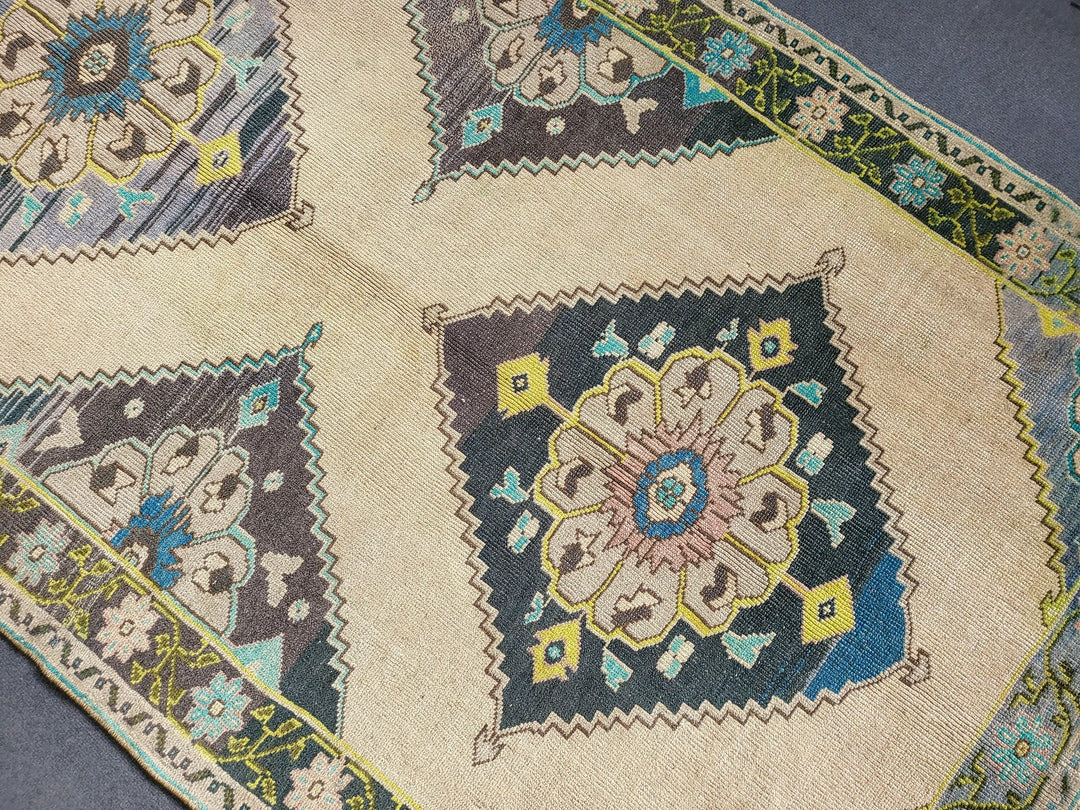 Navy Turkish Runner Rug 4' 2" x 10' 3" Hand-Knotted | No. WR62330