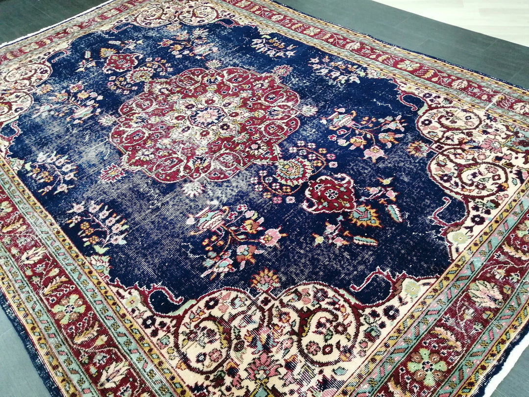 Blue Turkish Oushak Rug 6' 11" x 9' 11" Hand-Knotted | No. WR62676