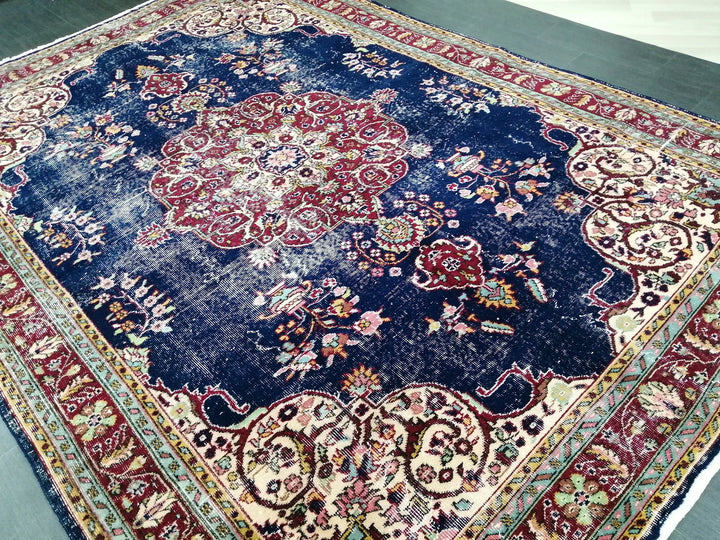 Blue Turkish Oushak Rug 6' 11" x 9' 11" Hand-Knotted | No. WR62676