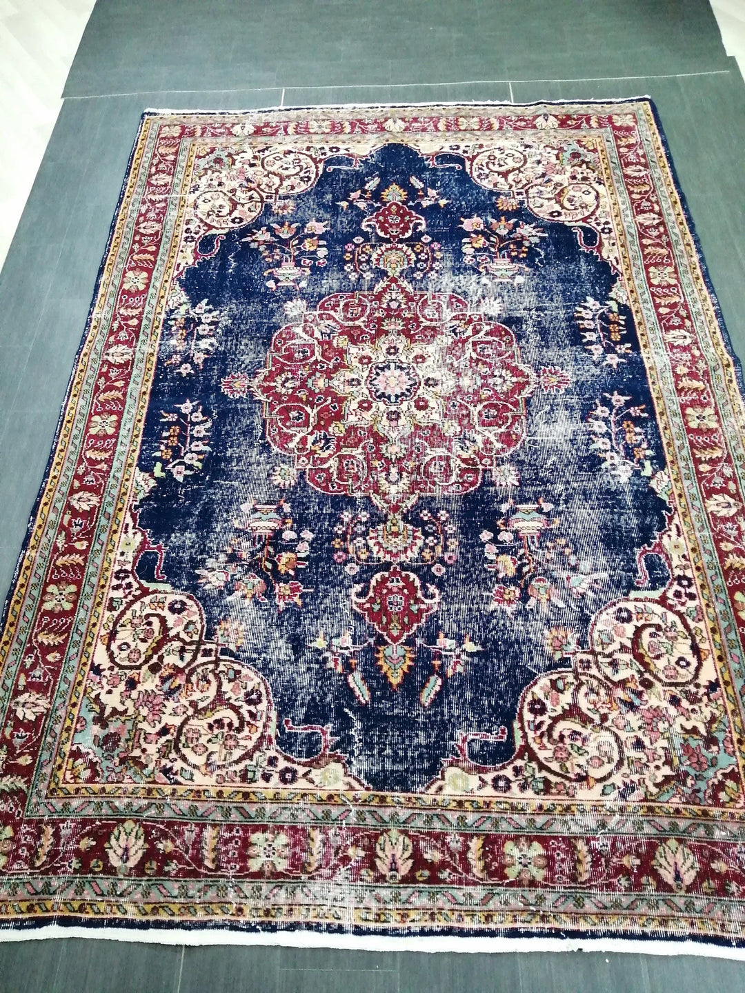 Blue Turkish Oushak Rug 6' 11" x 9' 11" Hand-Knotted | No. WR62676