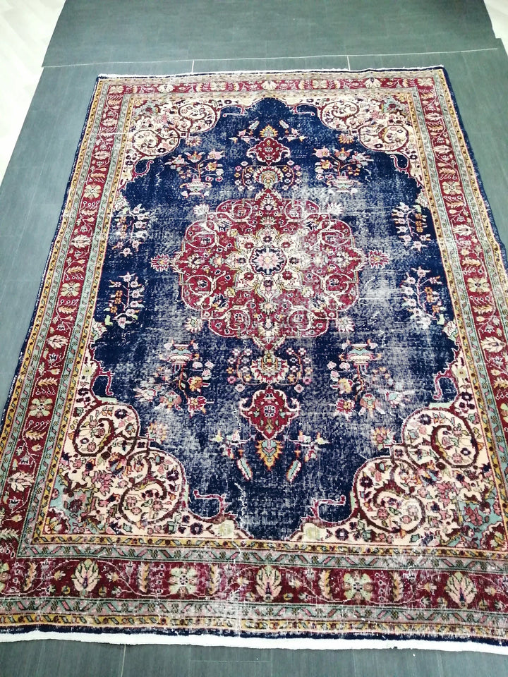 Blue Turkish Oushak Rug 6' 11" x 9' 11" Hand-Knotted | No. WR62676