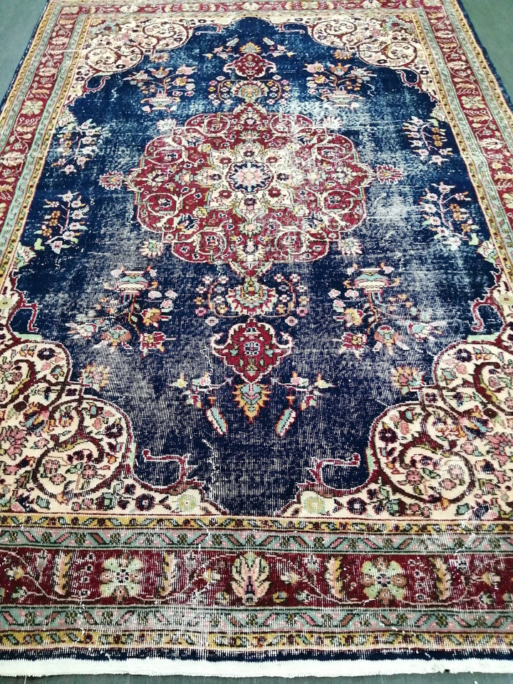 Blue Turkish Oushak Rug 6' 11" x 9' 11" Hand-Knotted | No. WR62676