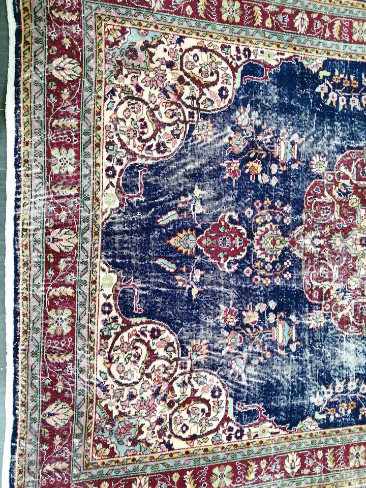 Blue Turkish Oushak Rug 6' 11" x 9' 11" Hand-Knotted | No. WR62676