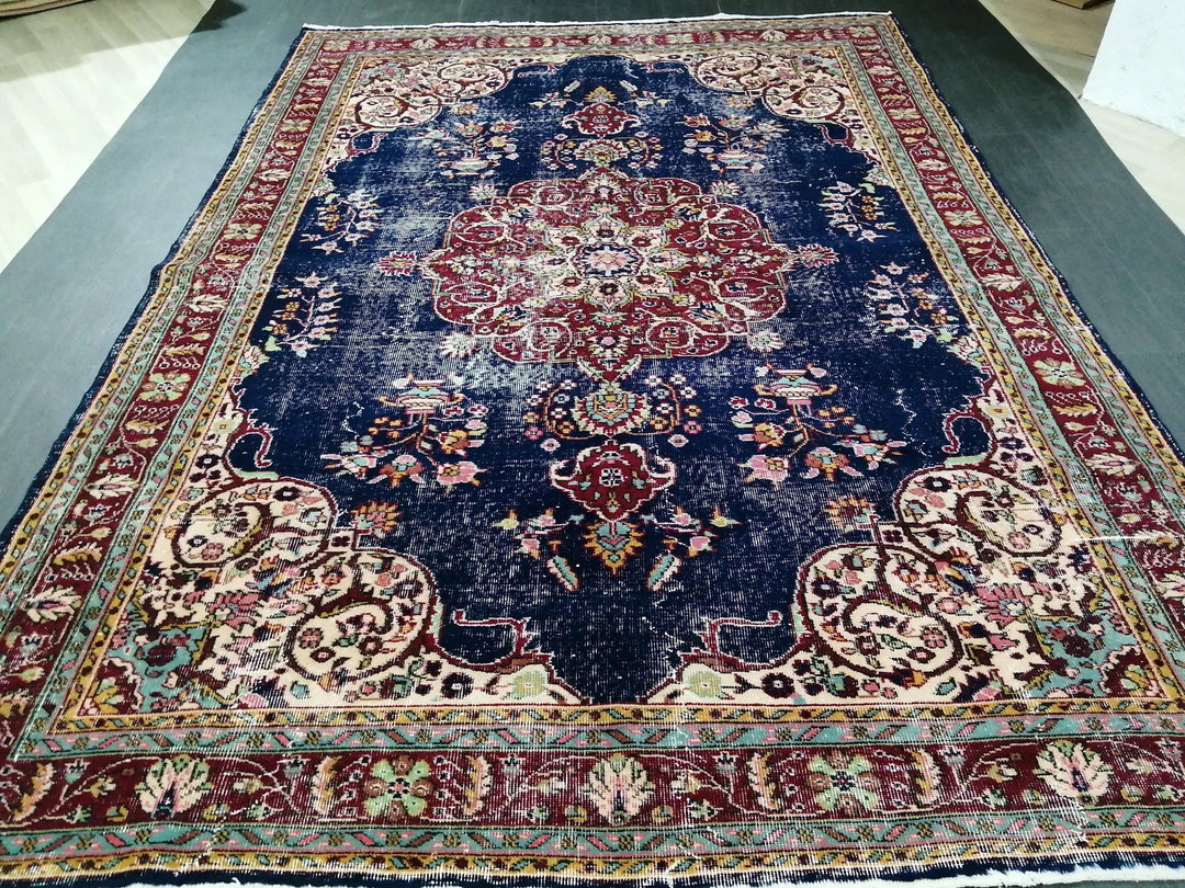 Blue Turkish Oushak Rug 6' 11" x 9' 11" Hand-Knotted | No. WR62676