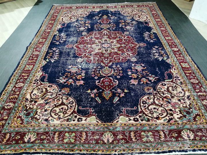 Blue Turkish Oushak Rug 6' 11" x 9' 11" Hand-Knotted | No. WR62676