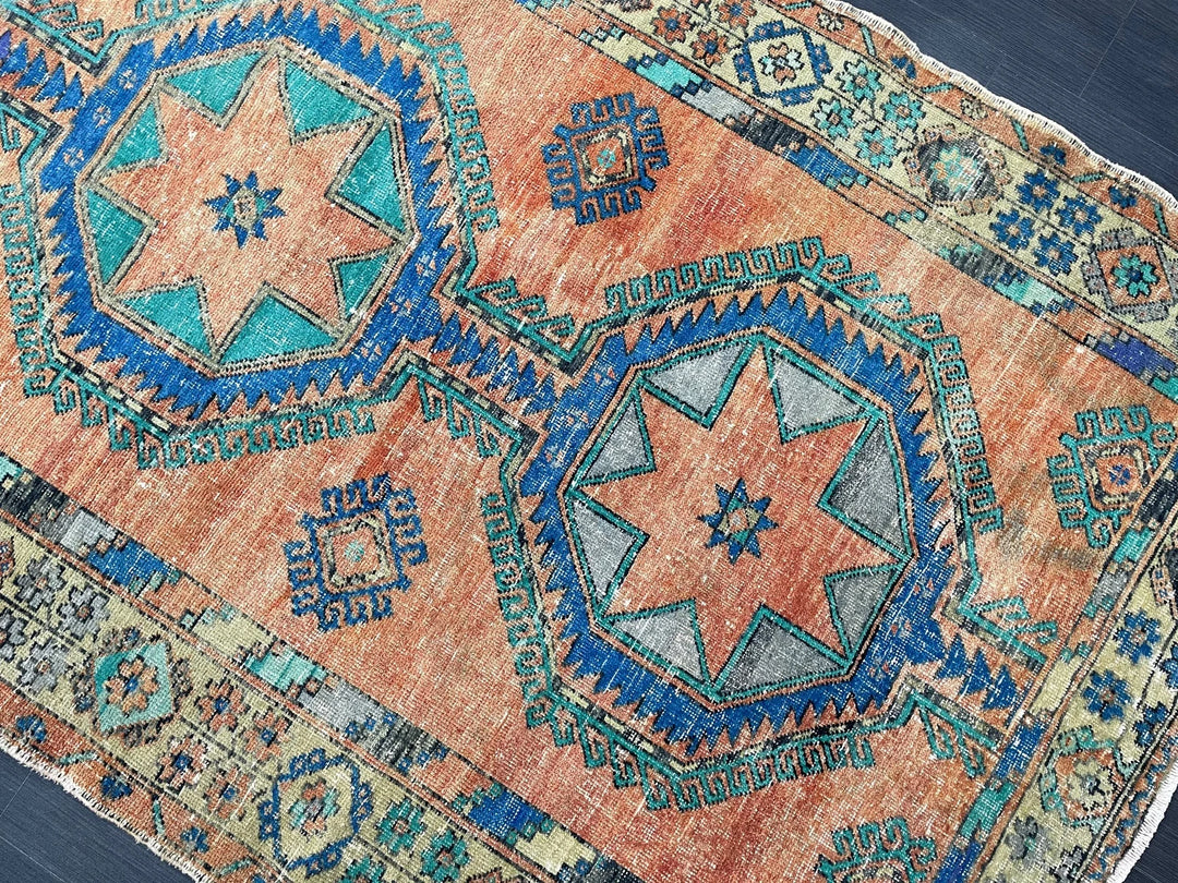 Beige Turkish Runner Rug 4' 11" x 12' 10" Hand-Knotted | No. WR62752