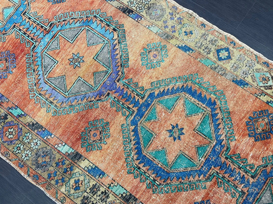 Beige Turkish Runner Rug 4' 11" x 12' 10" Hand-Knotted | No. WR62752