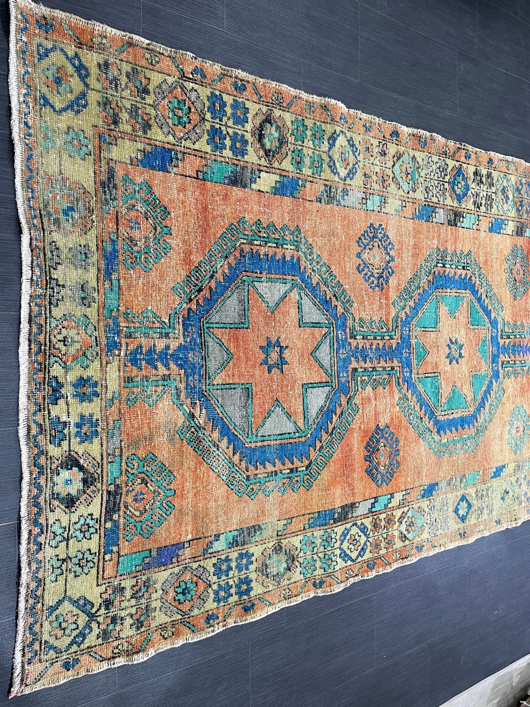 Beige Turkish Runner Rug 4' 11" x 12' 10" Hand-Knotted | No. WR62752