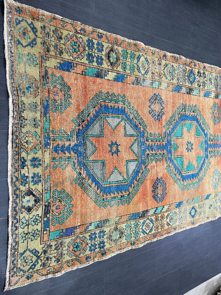 Beige Turkish Runner Rug 4' 11" x 12' 10" Hand-Knotted | No. WR62752