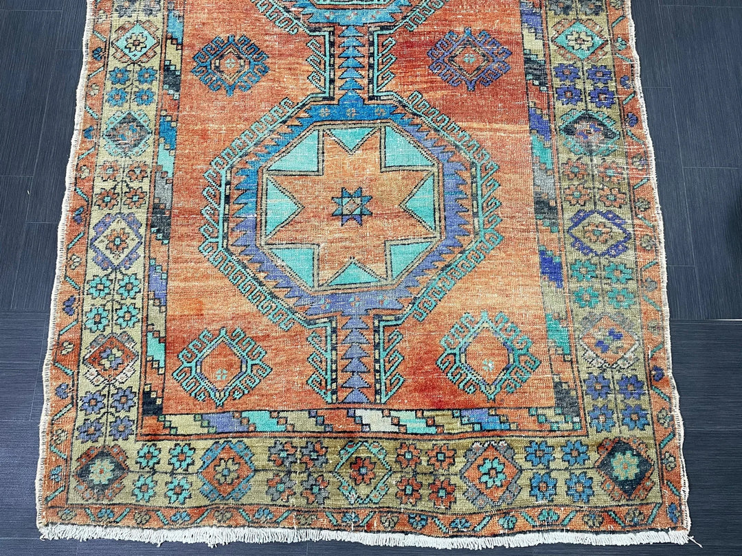 Beige Turkish Runner Rug 4' 11" x 12' 10" Hand-Knotted | No. WR62752