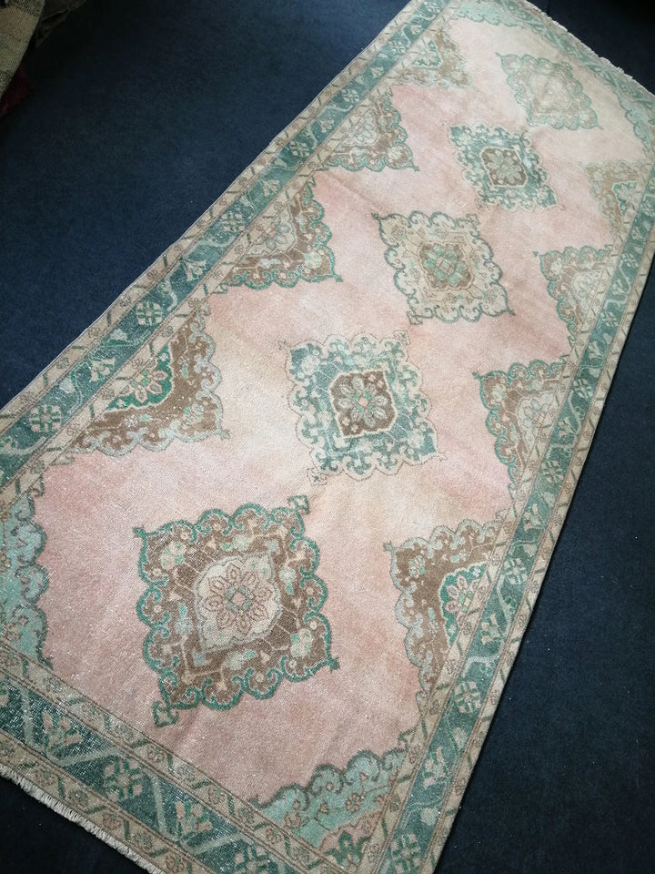 Beige Turkish Runner Rug 5' x 12' 6" Hand-Knotted | No. WR63436