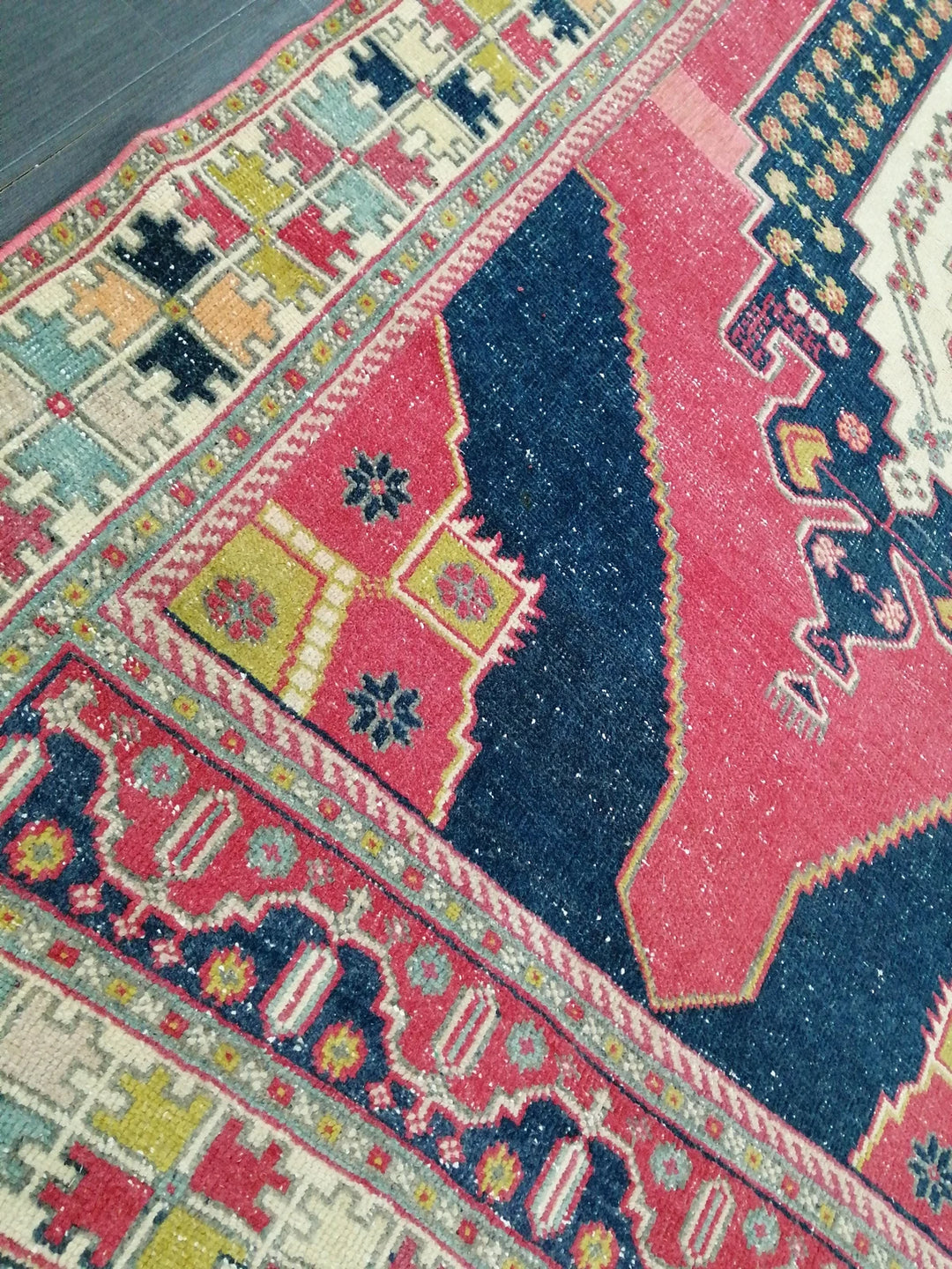 Blue Turkish Runner Rug 4' 8" x 9' 6" Hand-Knotted | No. WR63582
