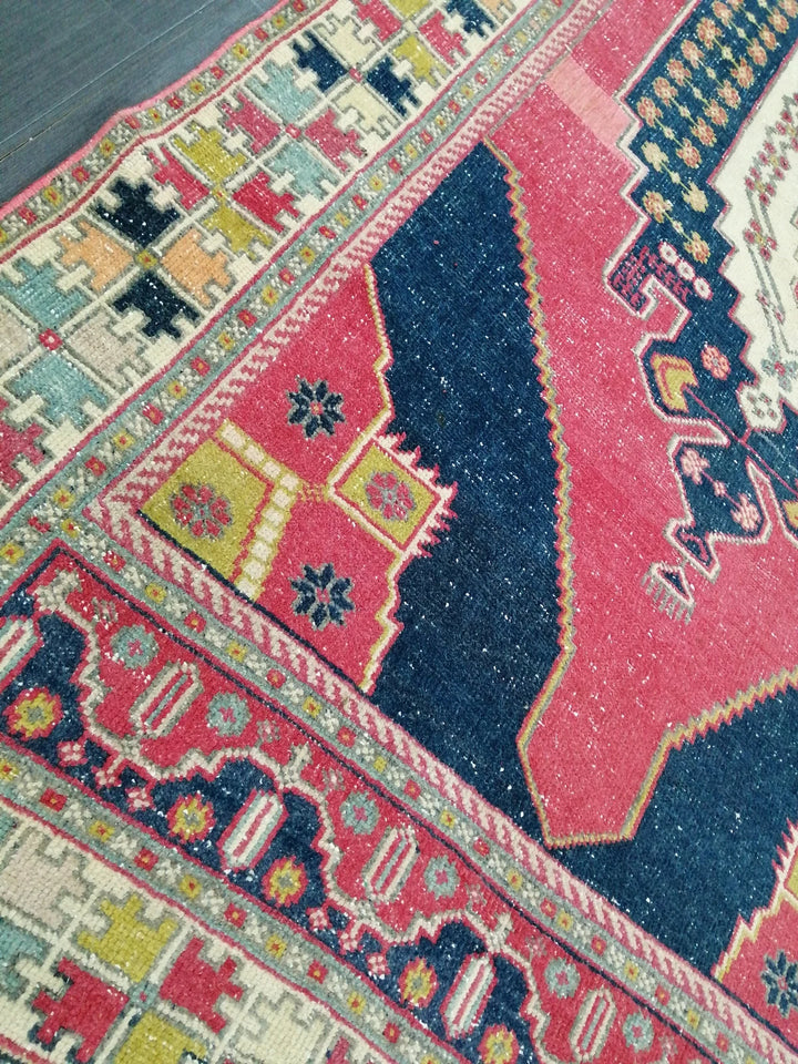 Blue Turkish Runner Rug 4' 8" x 9' 6" Hand-Knotted | No. WR63582