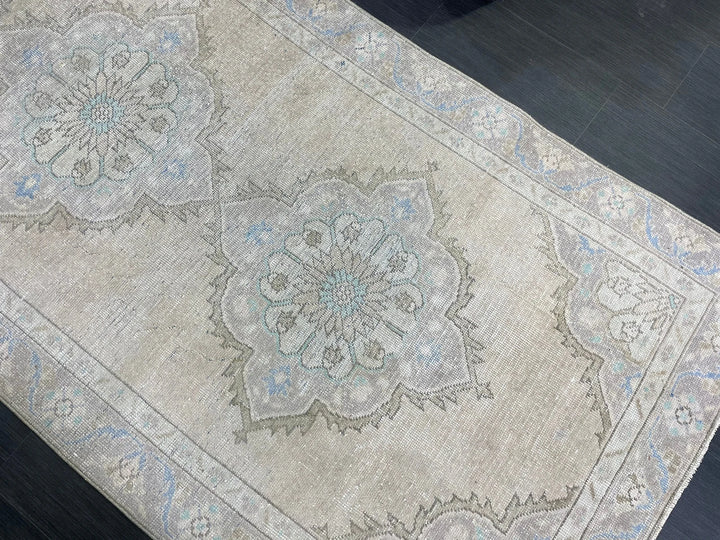 Beige Turkish Runner Rug 4' 3" x 10' 9" Hand-Knotted | No. WR64159