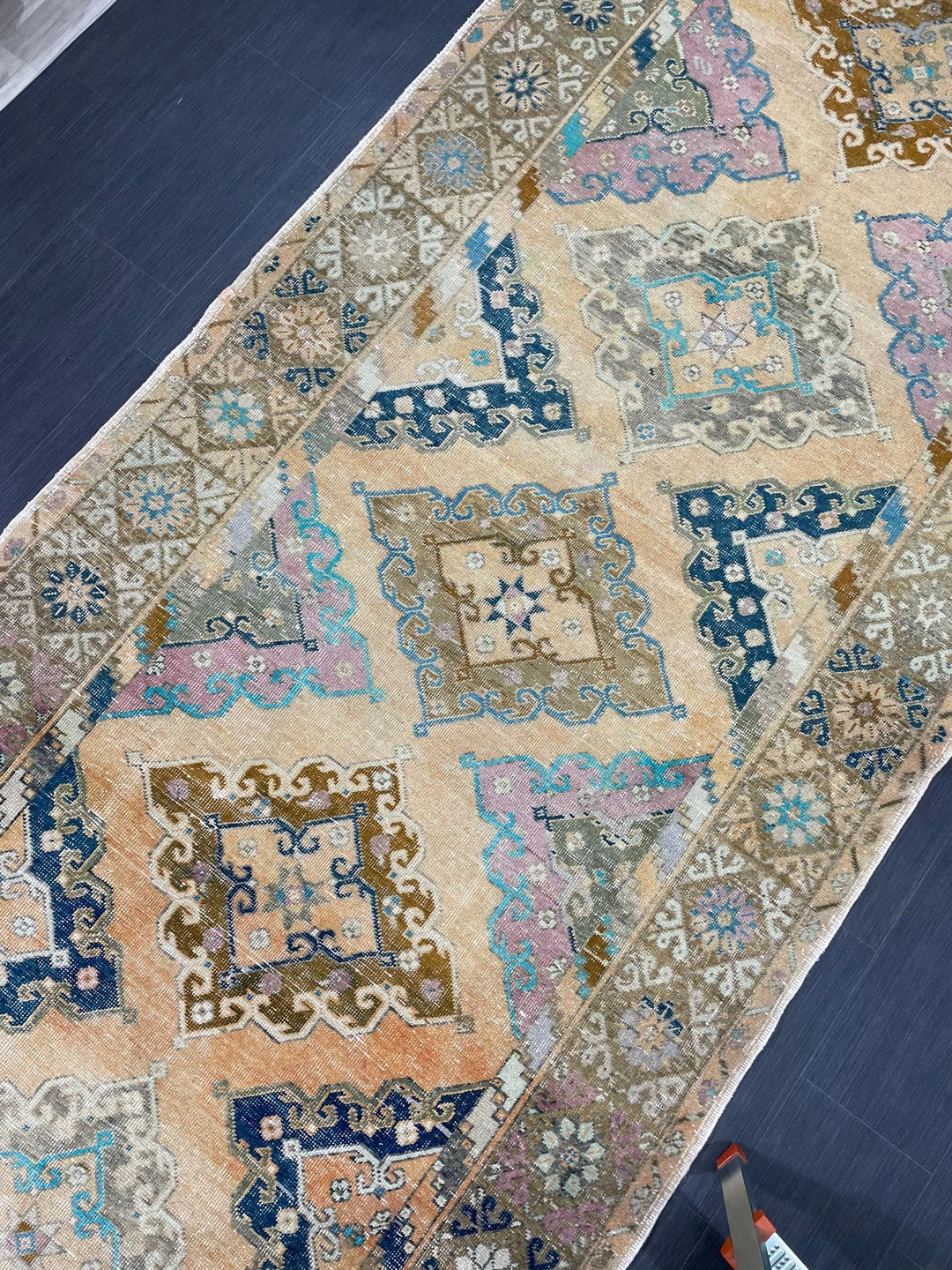 Beige Turkish Runner Rug 5' x 13' 2" Hand-Knotted | No. WR64346