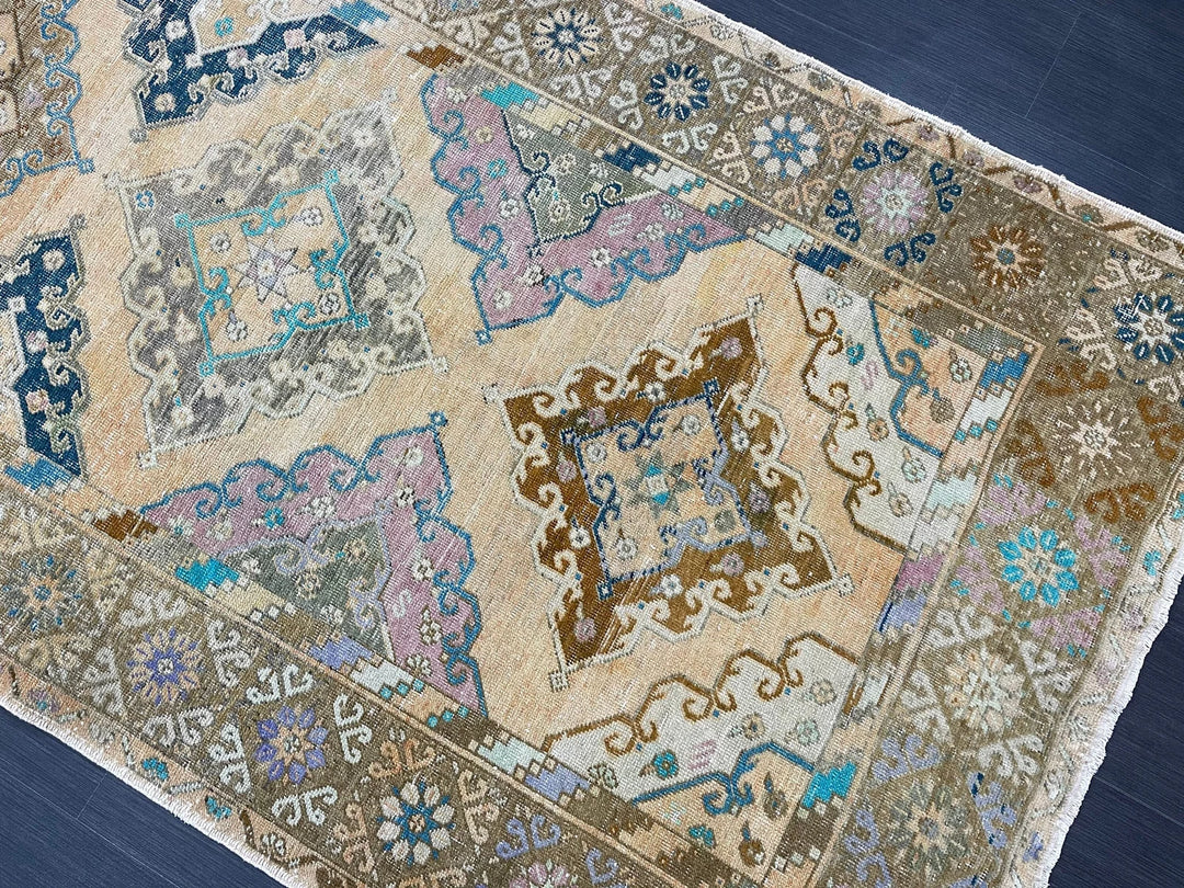 Beige Turkish Runner Rug 5' x 13' 2" Hand-Knotted | No. WR64346