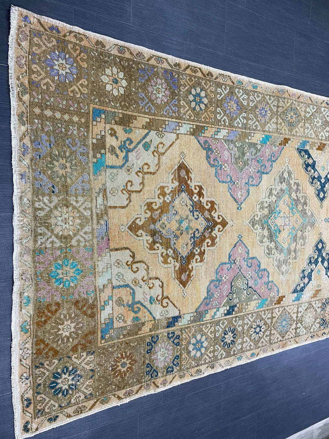 Beige Turkish Runner Rug 5' x 13' 2" Hand-Knotted | No. WR64346
