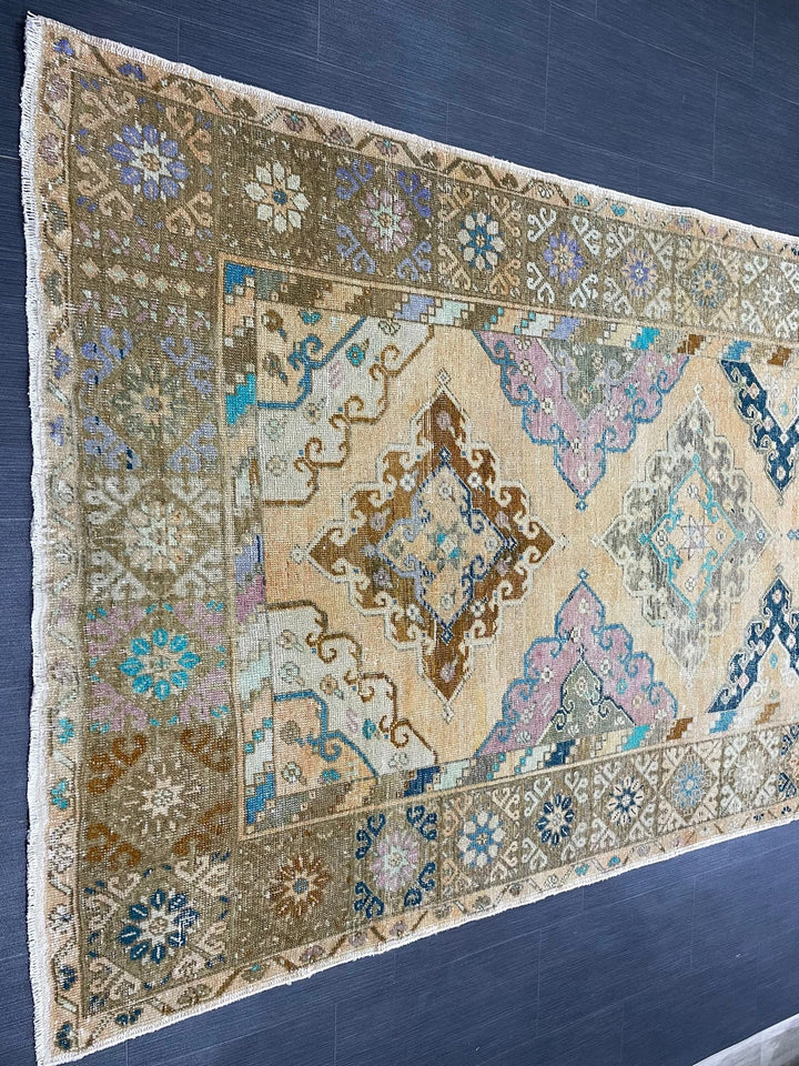 Beige Turkish Runner Rug 5' x 13' 2" Hand-Knotted | No. WR64346