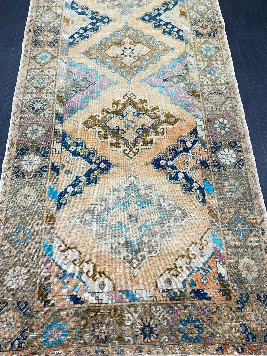 Beige Turkish Runner Rug 5' x 13' 2" Hand-Knotted | No. WR64346
