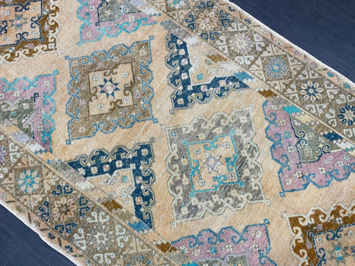 Beige Turkish Runner Rug 5' x 13' 2" Hand-Knotted | No. WR64346