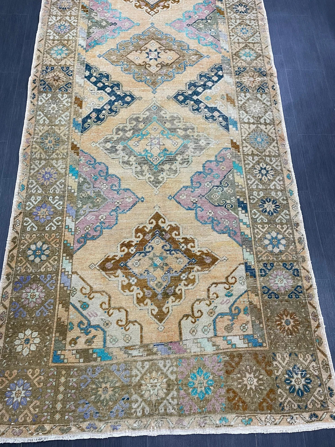 Beige Turkish Runner Rug 5' x 13' 2" Hand-Knotted | No. WR64346