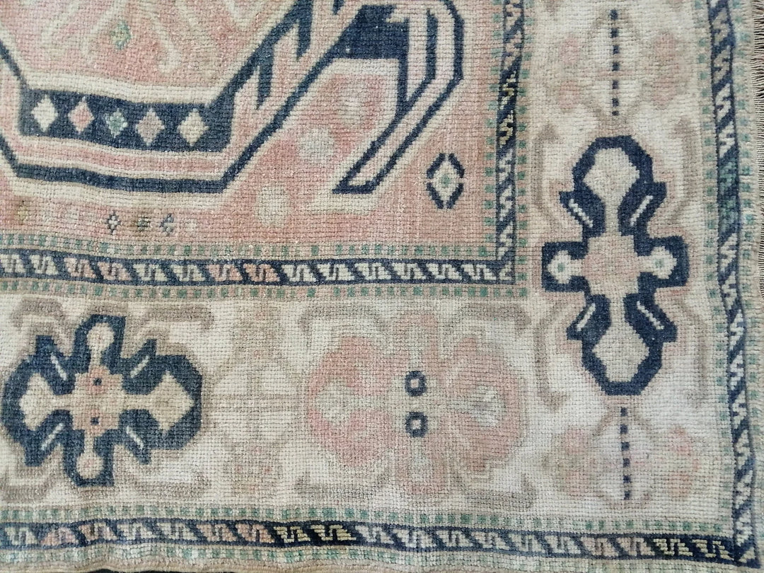 Beige Turkish Runner Rug 4' 8" x 7' 3" Hand-Knotted | No. WR64366