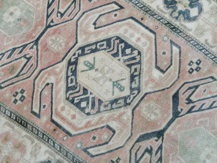 Beige Turkish Runner Rug 4' 8" x 7' 3" Hand-Knotted | No. WR64366