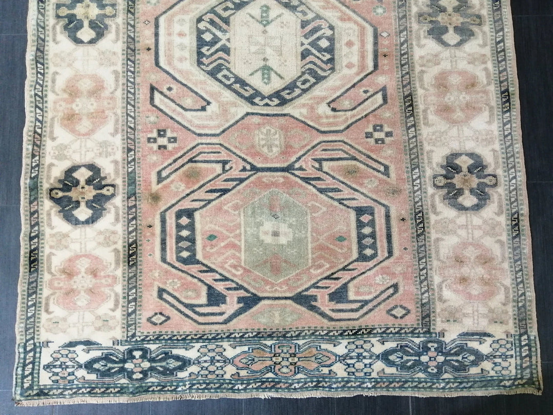 Beige Turkish Runner Rug 4' 8" x 7' 3" Hand-Knotted | No. WR64366