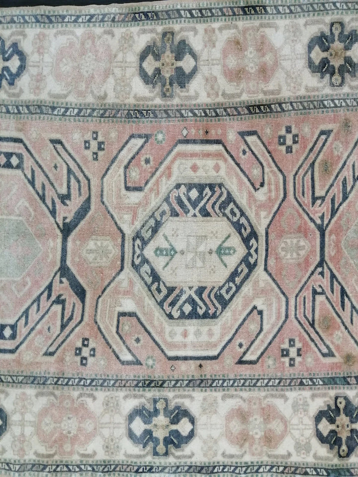 Beige Turkish Runner Rug 4' 8" x 7' 3" Hand-Knotted | No. WR64366