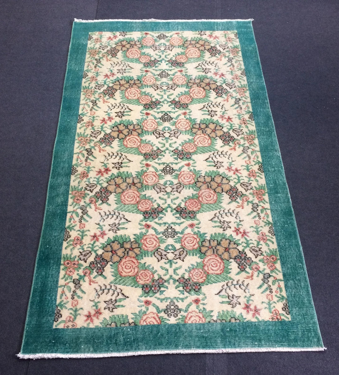 Green Turkish Oushak Rug 2'7" x 9'10" Hand-Knotted | No. WR64404
