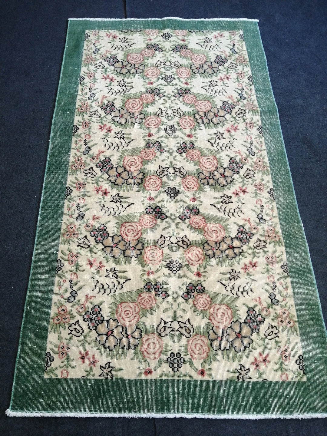 Green Turkish Oushak Rug 2'7" x 9'10" Hand-Knotted | No. WR64404