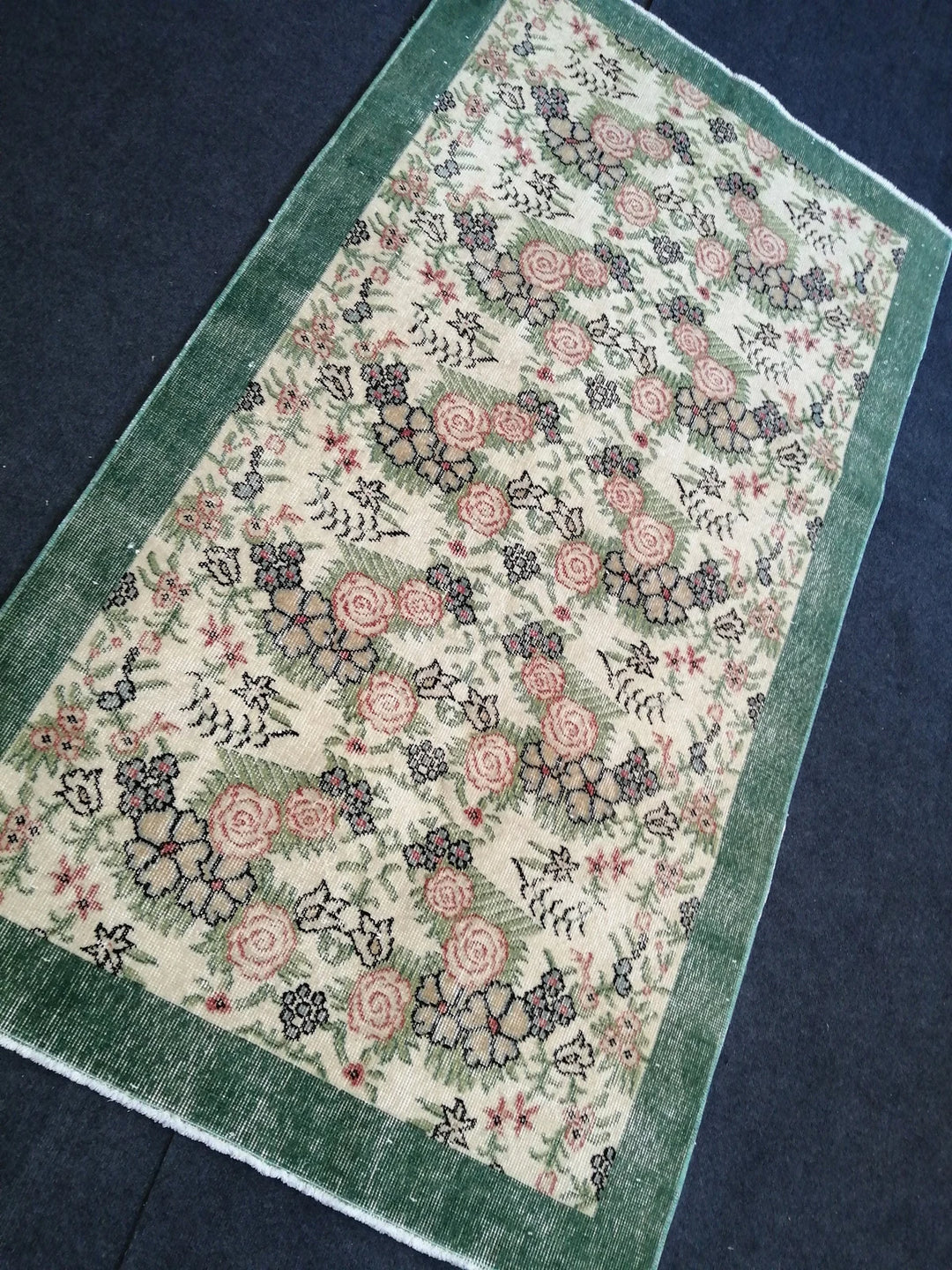 Green Turkish Oushak Rug 2'7" x 9'10" Hand-Knotted | No. WR64404