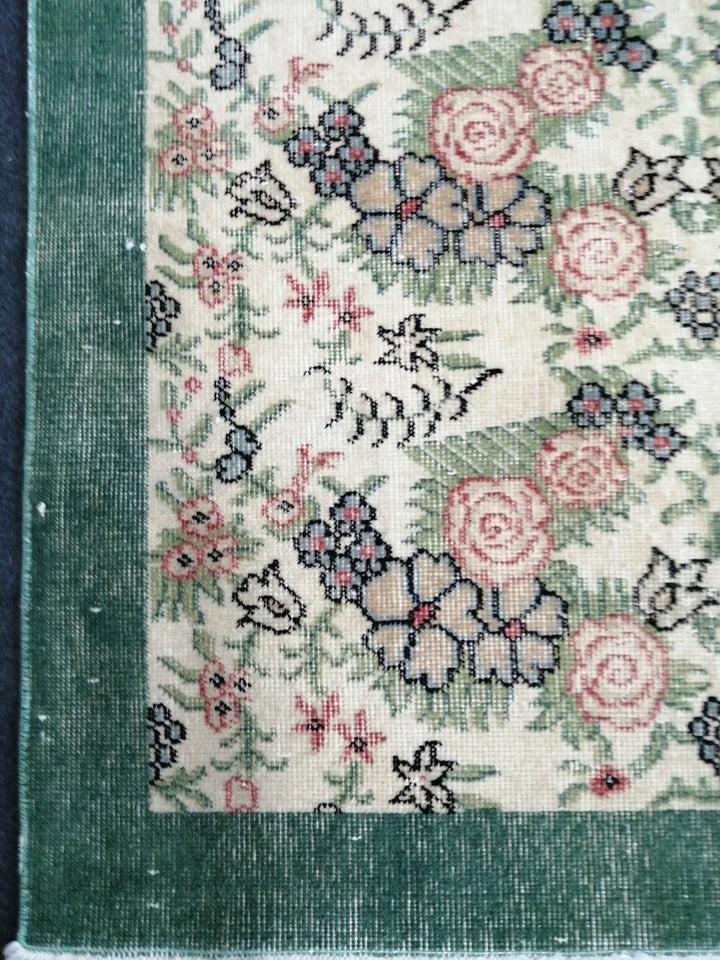 Green Turkish Oushak Rug 2'7" x 9'10" Hand-Knotted | No. WR64404