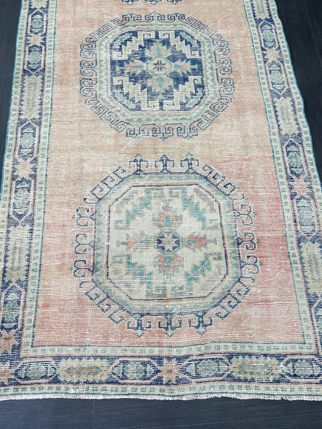 Beige Turkish Runner Rug 4' 4" x 11' 9" Hand-Knotted | No. WR64687