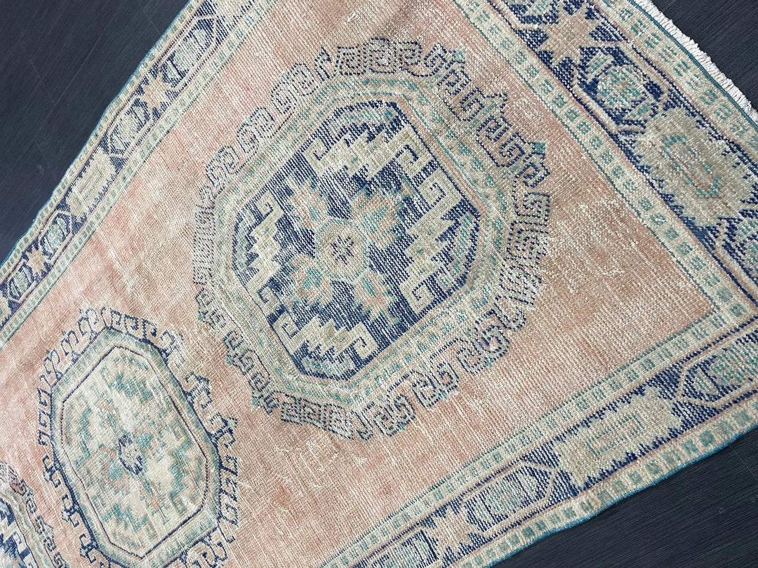 Beige Turkish Runner Rug 4' 4" x 11' 9" Hand-Knotted | No. WR64687