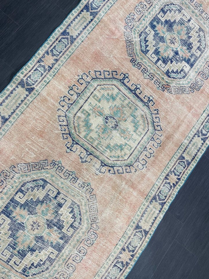 Beige Turkish Runner Rug 4' 4" x 11' 9" Hand-Knotted | No. WR64687
