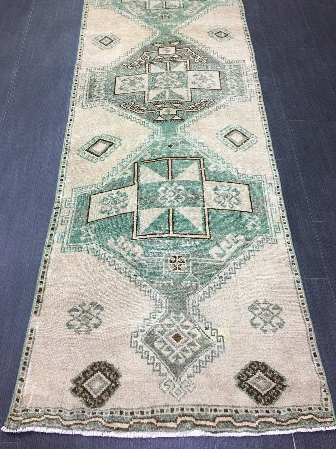 Green Turkish Runner Rug 2' 8" x 11' 7" Hand-Knotted | No. WR64758