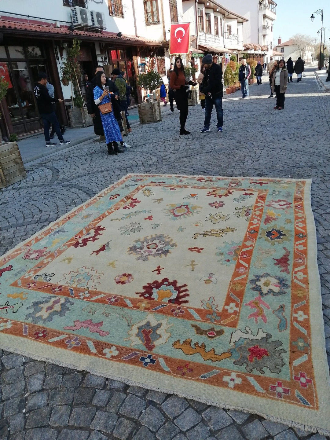 Beige Turkish Runner Rug 9' 2" x 12' 2" Hand-Knotted | No. WR65431