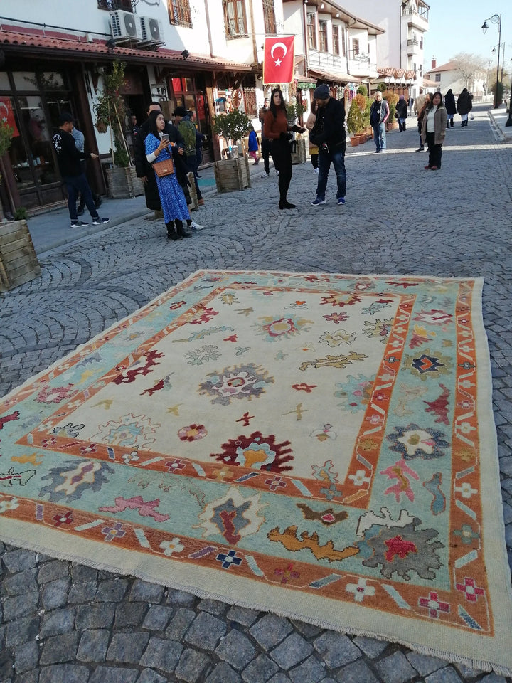 Beige Turkish Runner Rug 9' 2" x 12' 2" Hand-Knotted | No. WR65431