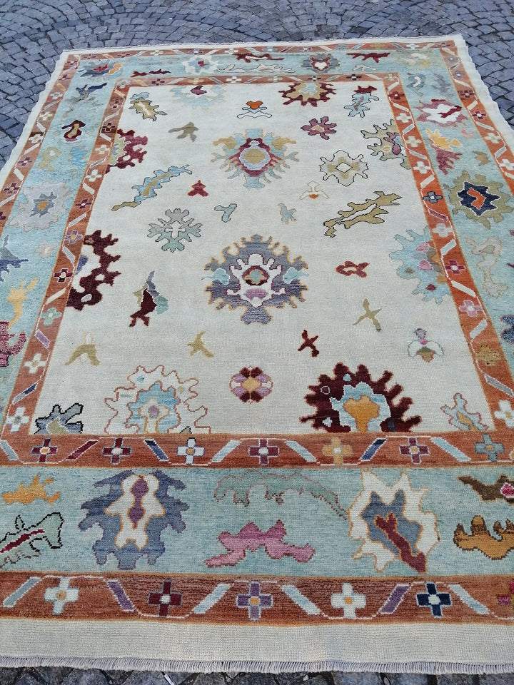 Beige Turkish Runner Rug 9' 2" x 12' 2" Hand-Knotted | No. WR65431
