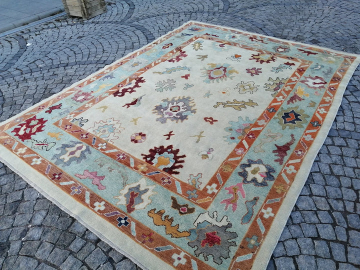 Beige Turkish Runner Rug 9' 2" x 12' 2" Hand-Knotted | No. WR65431