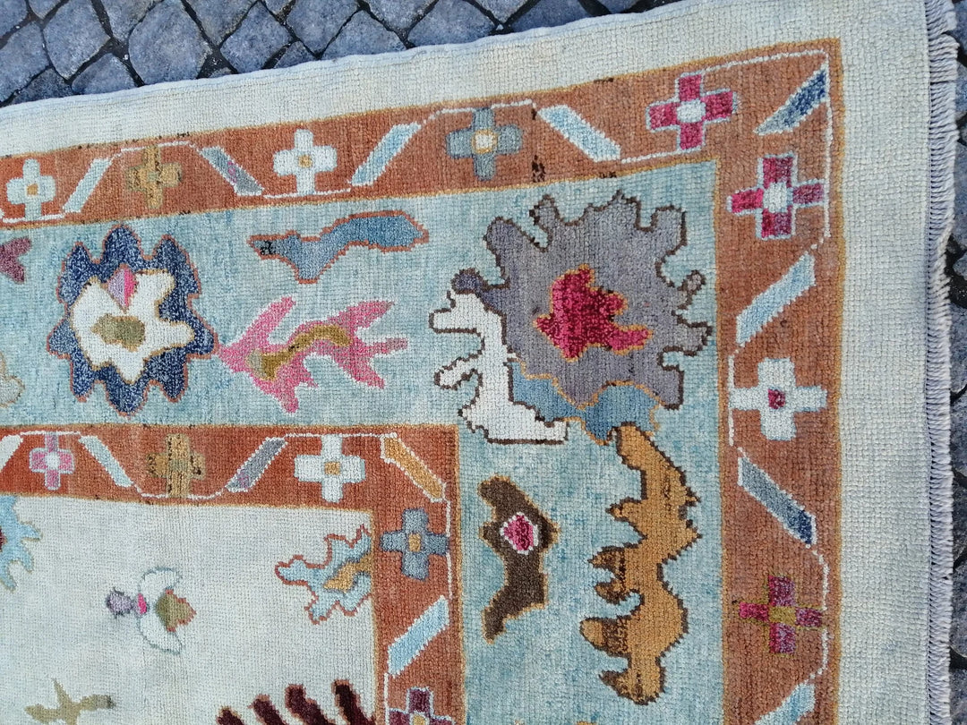 Beige Turkish Runner Rug 9' 2" x 12' 2" Hand-Knotted | No. WR65431